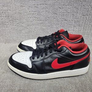 Nike Air Jordan 1 Low Men's Size US  10 Black White Fire Red Sneakers 553558-063
